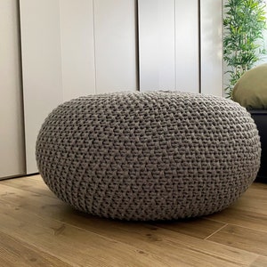 KNITTING PATTERN Video Tutorial Knitted Pouf Pattern Poof Knitting Ottoman Footstool Home Decor Pillow Bean Bag, Pouffe, Floor cushion