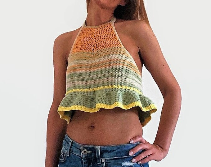 CROCHET PATTERN  Fleur Crop Top Adults Crochet , Women Granny Square Shirt Supmmer Top Blouse DIY Tutorial