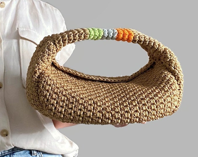 CROCHET PATTERN MATERA in 2 mm cord Crochet Bag Pattern Raffia Bag crochet purse  woman bag shopping bag summer bag beach bag, handbag
