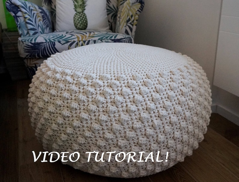 CROCHET PATTERN Diy Tutorial XL Large Crochet Pouf Poof, Ottoman, Footstool, Home Decor, Pillow, Bean Bag, Floor cushion Crochet Pattern image 3