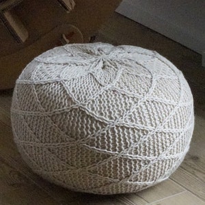 KNITTING PATTERN Knitted Pouf Pattern Poof Knitting Ottoman Footstool Home Decor Pillow Bean Bag, Pouffe, Floor cushion image 2