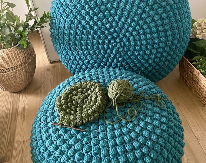 Crochet Pattern Video Tutorial Devon Pouf Footstooò DIY Tutorial Large  Crochet Pouf Poof, Ottoman, Pillow, Bean Bag, Floor Cushion 