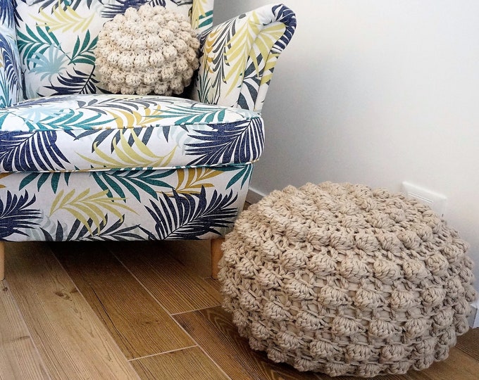 CROCHET PATTERN Video Tutorial Diy Tutorial XL Large Crochet Pouf Poof, Ottoman, Footstool, Home Decor, Pillow, Bean Bag, Floor cushion