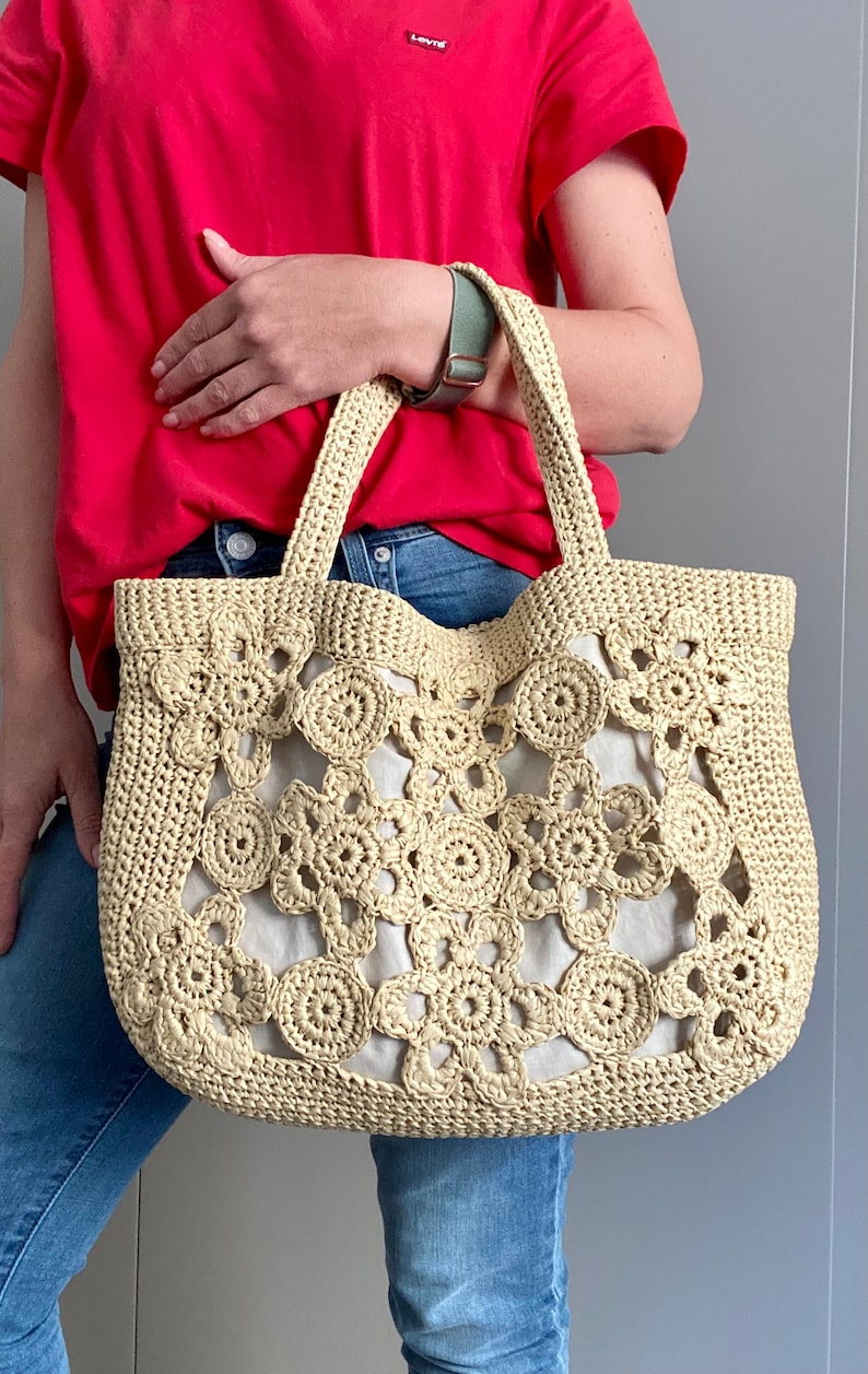 CROCHET PATTERN Ravenna Crochet Bag Pattern Tote Pattern crochet purse, shopping bag, summer bag beach bag, handbag, crochet shoulder bag zdjęcie 2