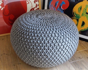 KNITTING PATTERN Knitted Pouf Pattern Knitting Ottoman Footstool Home Decor Pillow Bean Bag, Pouffe, Floor cushion Small, Medium and Large