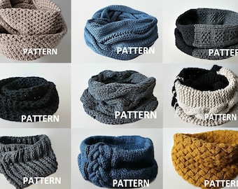 KNITTING PATTERN 9 PDF Patterns Knit Infinity Scarf Pattern Cowl Scarf Pattern Knitting Scarves Pattern Crochet Infinity Scarf Pattern