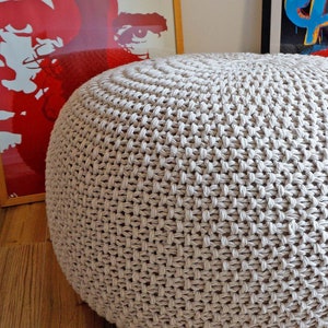 KNITTING PATTERN Knitted Pouf Pattern Poof Knitting Ottoman Footstool Home Decor Pillow Bean Bag, Pouffe, Floor cushion Medium and Large