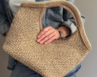 MODELLO ALL'UNCINETTO RIVIERA Manici per Borsa Borsa all'uncinetto Modello Borsa in Lana Borsa all'uncinetto Borsa da donna, borsetta, tote bag, video tutorial