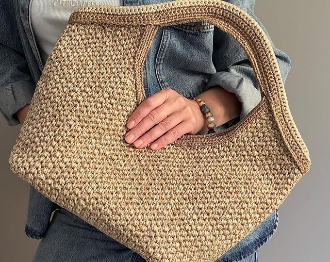 CROCHET PATTERN RIVIERA Bag Handles Bag Crochet Bag Pattern Wool Bag crochet purse  woman bag, handbag, tote, video tutorial