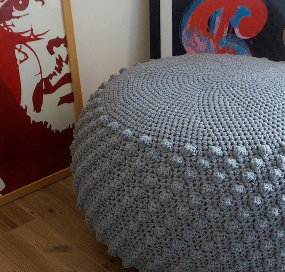 CROCHET PATTERN Bobble Pouf Ottoman L and XL Diy Tutorial Large
