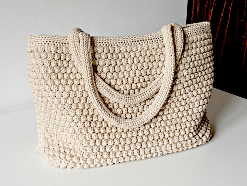 MOTIF DE CROCHET Sac fourre-tout au crochet pour femme, sac à main au crochet, sac shopping, sac d'été, sac de plage, sac à main, sac à bandoulière au crochet image 3