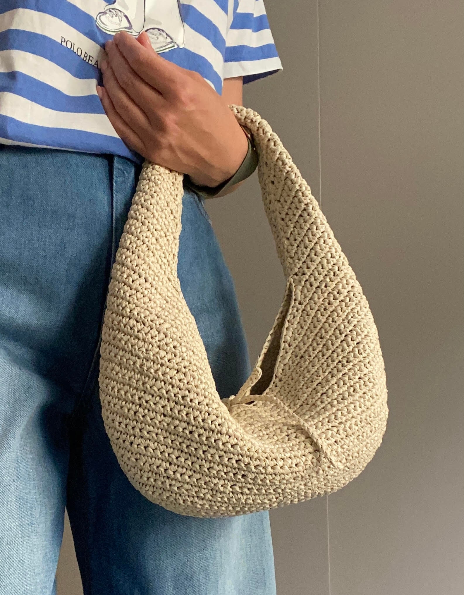 Crochet hobo bag sale
