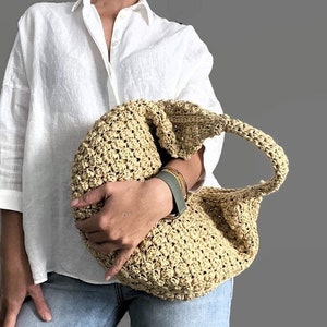 MOTIF AU CROCHET Sac ronda Sac au crochet Sac en laine au crochet Sac à main au crochet pour femme, sac shopping, sac d'été, sac de plage, sac à main en raphia image 3