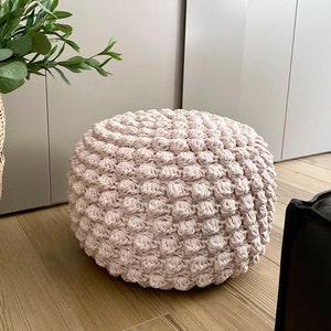 CROCHET PATTERN T-Shirt Yarn Bobble Pouffe Video Tutorial Diy Crochet Pouf Poof, Ottoman, Footstool, Home Decor, Bean Bag, Floor cushion