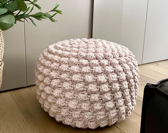 CROCHET PATTERN T-Shirt Yarn Bobble Pouffe Video Tutorial Diy Crochet Pouf Poof, Ottoman, Footstool, Home Decor, Bean Bag, Floor cushion