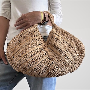 HÄKELANLEITUNG CETARA Häkelanleitung Raffia Bag Schultertasche Damentasche Häkeltasche Sommertasche Strandtasche Handtasche häkeln