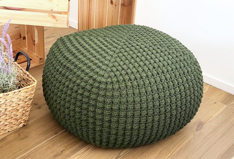 Crochet Pattern Video Tutorial Devon Pouf Footstooò DIY Tutorial Large  Crochet Pouf Poof, Ottoman, Pillow, Bean Bag, Floor Cushion 