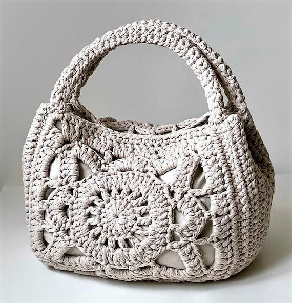 Beige crochet bag pattern for women Crochet summer handbag - Inspire Uplift