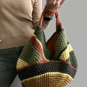 CROCHET PATTERN Multicolor Bag Pattern Tote Pattern crochet purse woman bag shopping bag, summer bag beach bag, handbag, crochet shoulder image 5