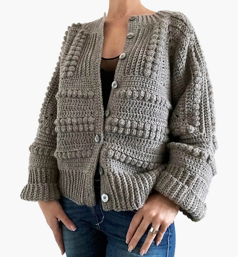 CROCHET PATTERN AMBER Sweater Cardigan Adult Crochet , Women Granny Square Jacket Crochet Pullover Crochet Tutorial Easy Crochet image 3