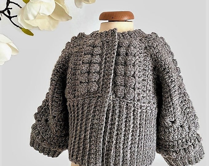 CROCHET PATTERN  AMBER Sweater Jacket and Pullover Version Crochet Baby, Child Granny Square Sweater, Jacket, Baby Pullover, Easy crochet
