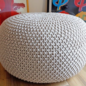 KNITTING PATTERN Knitted Pouf Pattern Poof Knitting Ottoman Footstool Home Decor Pillow Bean Bag, Pouffe, Floor cushion Medium and Large image 2
