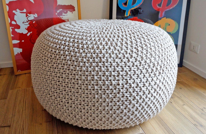 KNITTING PATTERN Knitted Pouf Pattern Poof Knitting Ottoman Etsy UK