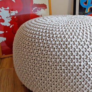 KNITTING PATTERN Knitted Pouf Pattern Knitting Ottoman Footstool Home Decor Pillow Bean Bag, Pouffe, Floor cushion Small, Medium and Large image 2