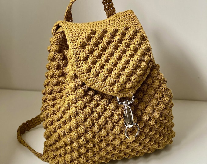 CROCHET PATTERN IRIS Back pack Bag Crochet Bag Pattern Raffia Bag crochet purse  woman bag shopping bag summer bag beach bag, handbag