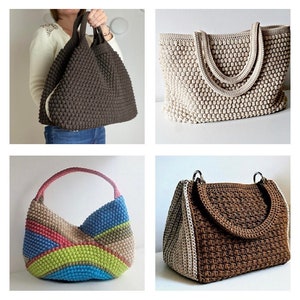 4 HÄKELMUSTER Häkeln Tasche Muster Tote Muster häkeln Geldbörse Frau Tasche, Einkaufstasche, Sommer Tasche Handtasche häkeln Umhängetasche