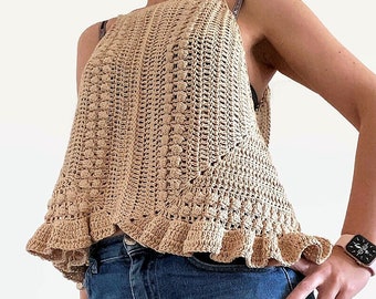 MOTIF AU CROCHET Haut carré grand-mère Liv au crochet pour adultes, chemisier carré grand-mère pour femme, chemisier supérieur, tutoriel DIY