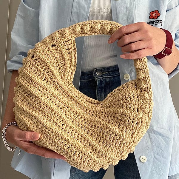 PATRÓN DE GANCHILLO OLA Bolso Patrón Bolso de Ganchillo Bolso de Lana Bolso de crochet Bolso de mujer bolso de compras bolso de verano bolso de playa, bolso de mano Bolso de Rafia