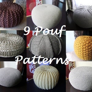 Crochet Pattern Knitting Pattern 9 Knitted & Crochet Pouf Floor cushion Patterns Crochet Pattern Knit Pattern Pouf Ottoman Pattern Pouffe