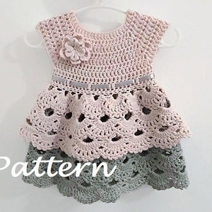 Crochet PATTERN Daisy Double Skirt Flower Dress Baby Dress Pattern Newborn Baby Girl Clothes Crochet Baby Dress PDF sizes up to 4 years image 4