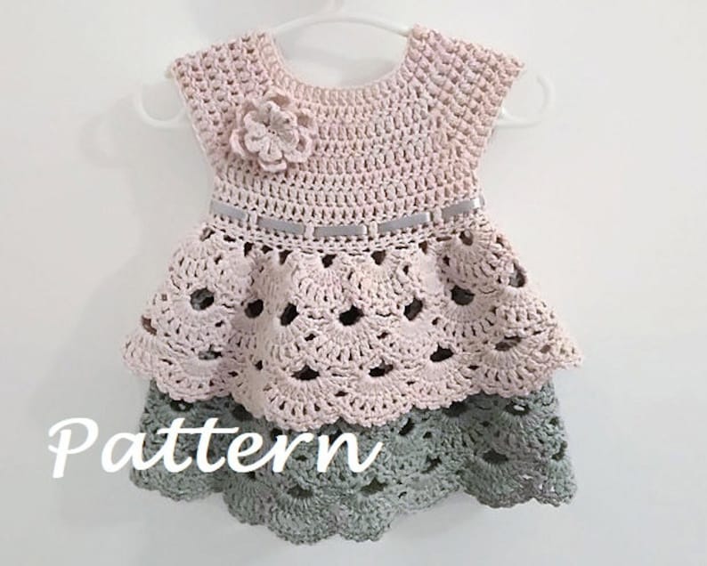 Crochet PATTERN Daisy Double Skirt Flower Dress Baby Dress Pattern Newborn Baby Girl Clothes Crochet Baby Dress PDF sizes up to 4 years image 4