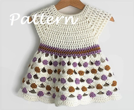 PATRON Crochet Vestido Noemi Patron Vestido Bebe Ganchillo Traje Recien Nacido Ropa Bebe Nina Vestido Bebe Ganchillo tallas hasta 4 anos Etsy Mexico
