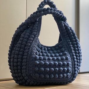 FERRARA MOTIF AU CROCHET Sac léger à 2 anses au crochet Sac en laine au crochet Sac à main pour femme, sac à main, fourre-tout, tutoriel vidéo