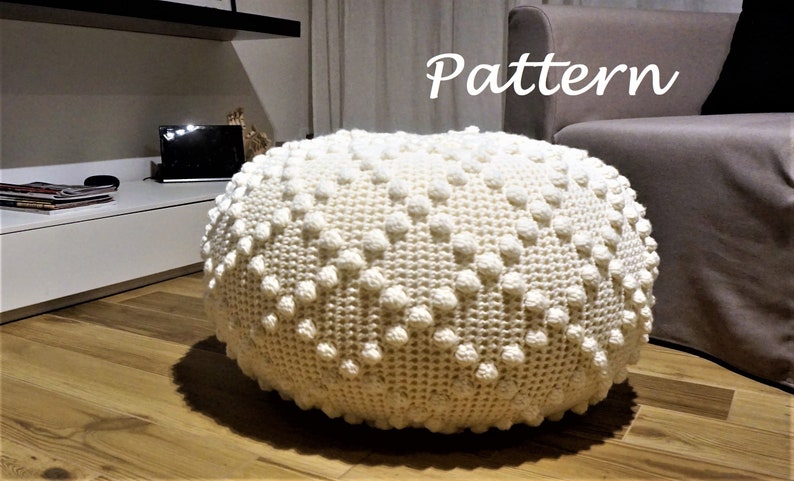 CROCHET PATTERN DIY Tutorial Large Crochet Pouf Poof, Ottoman, Footstool, Home Decor, Pillow, Bean Bag, Floor cushion Crochet Pattern image 4