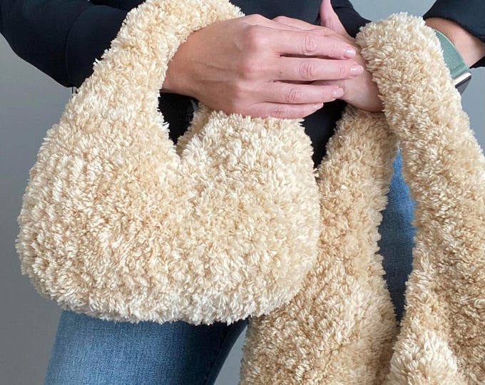 CROCHET PATTERN FURRY Bag Crochet Bag Pattern Tote Pattern crochet purse  woman bag, shopping bag, handbag, fur