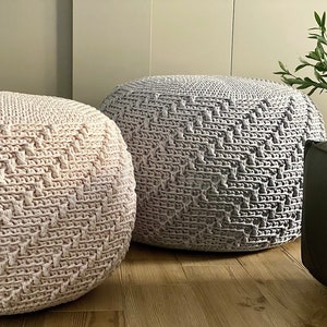 CROCHET PATTERN Lars Pouf Video Tutorial Diy Crochet Pouf Poof, Ottoman, Footstool, Home Decor, Bean Bag, Floor cushion