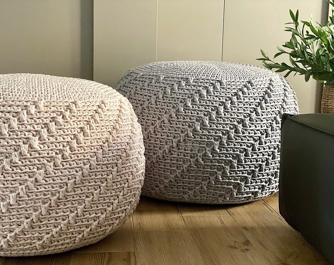 CROCHET PATTERN Lars Pouf Video Tutorial Diy Crochet Pouf Poof, Ottoman, Footstool, Home Decor, Bean Bag, Floor cushion