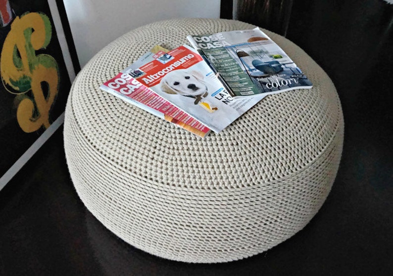 Crochet Pouf Poof Ottoman Footstool Home Decor Pillow Etsy