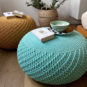 Crochet Pattern Video Tutorial Devon Pouf Footstooò DIY Tutorial Large Crochet Pouf Poof, Ottoman, Pillow, Bean Bag, Floor cushion image 1