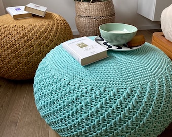 Crochet Pattern Video Tutorial  Devon Pouf Footstooò DIY Tutorial Large Crochet Pouf Poof, Ottoman,  Pillow, Bean Bag, Floor cushion
