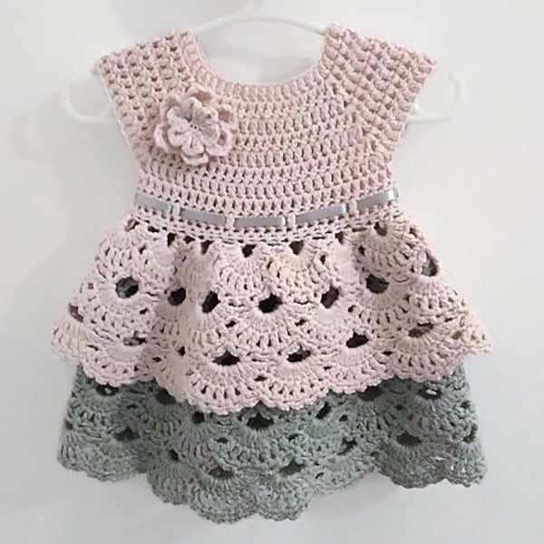 Crochet PATTERN Daisy Double Skirt Flower Dress Baby Dress  Pattern Newborn Baby Girl Clothes Crochet Baby Dress PDF (sizes up to 4 years)