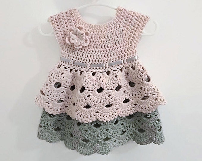 Crochet PATTERN Daisy Double Skirt Flower Dress Baby Dress  Pattern Newborn Baby Girl Clothes Crochet Baby Dress PDF (sizes up to 4 years)