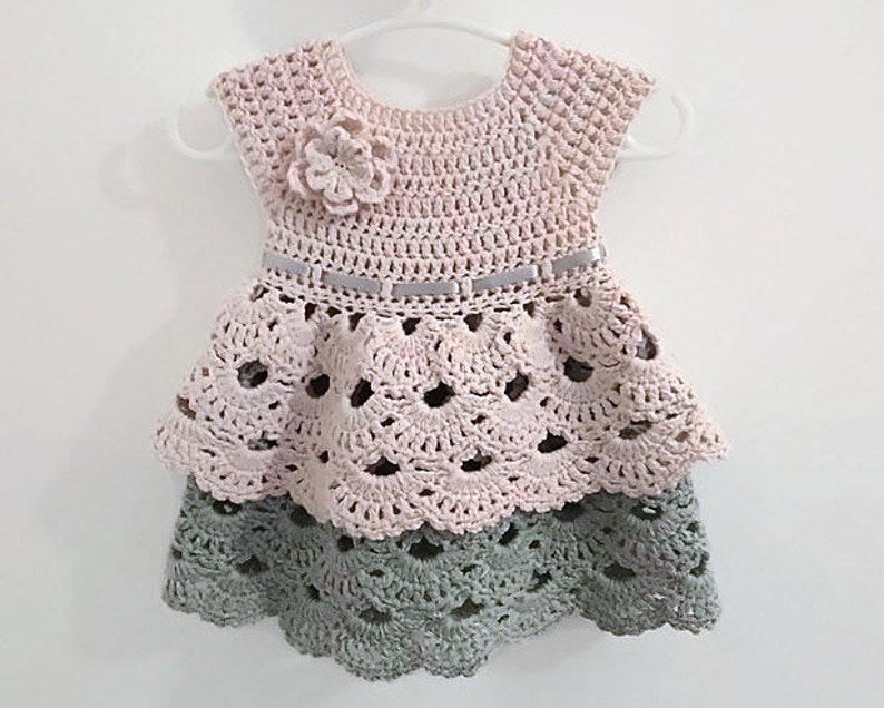 Crochet PATTERN Daisy Double Skirt Flower Dress Baby Dress  Pattern Newborn Baby Girl Clothes Crochet Baby Dress PDF (sizes up to 4 years) 