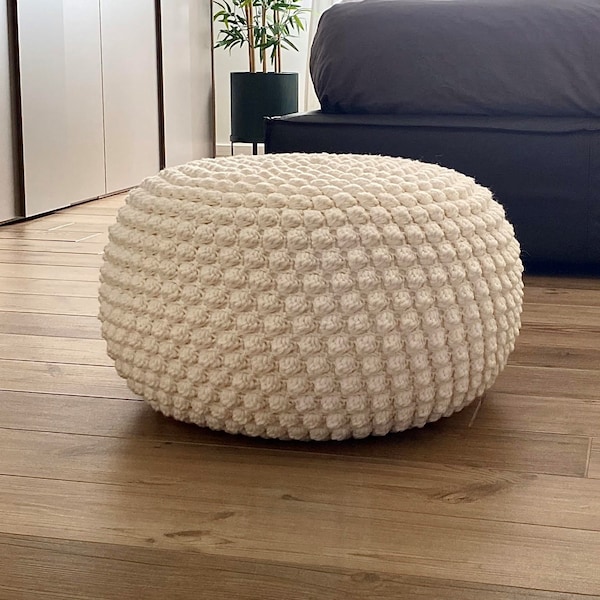 CROCHET PATTERN Simply Chunky Bobbles Pouf Diy Tutorial Crochet Pouf Poof, Ottoman, Footstool, Home Decor, Pillow, Bean Bag, Floor cushion