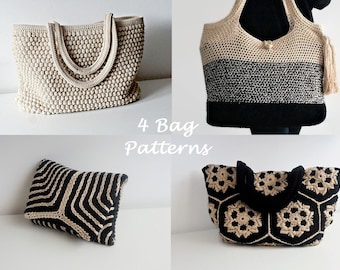 CROCHET PATTERN Crochet Bag Pattern Tote Pattern crochet purse  woman bag, shopping bag, summer bag beach bag, handbag, crochet shoulder bag