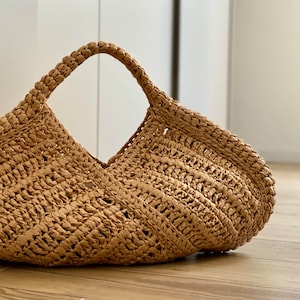 CROCHET PATTERN CETARA Crochet Bag Pattern Raffia Bag crochet purse woman bag shopping bag summer bag beach bag, handbag image 1